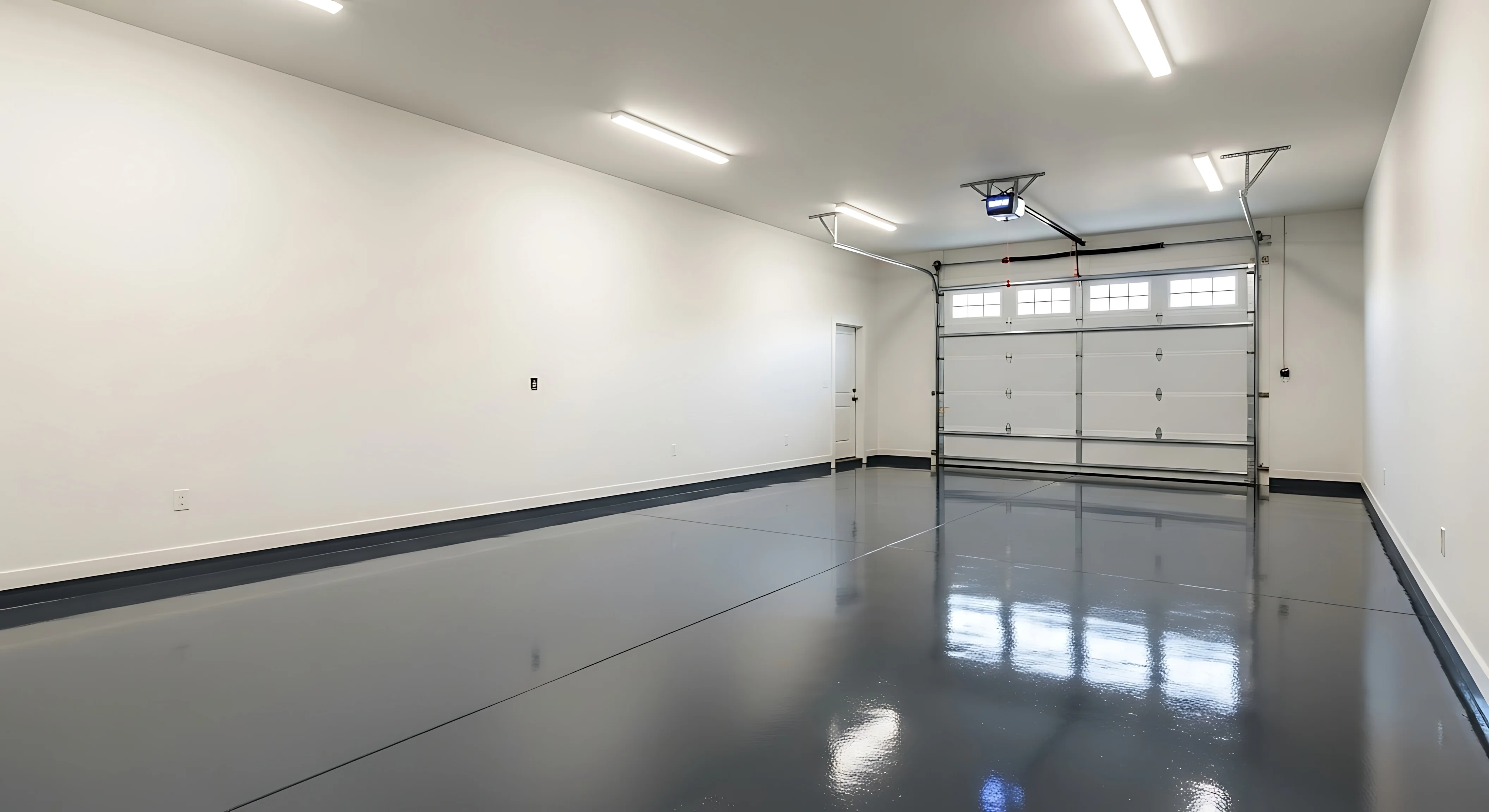 Freshly coated solid gray epoxy garage floor in Charleston SC